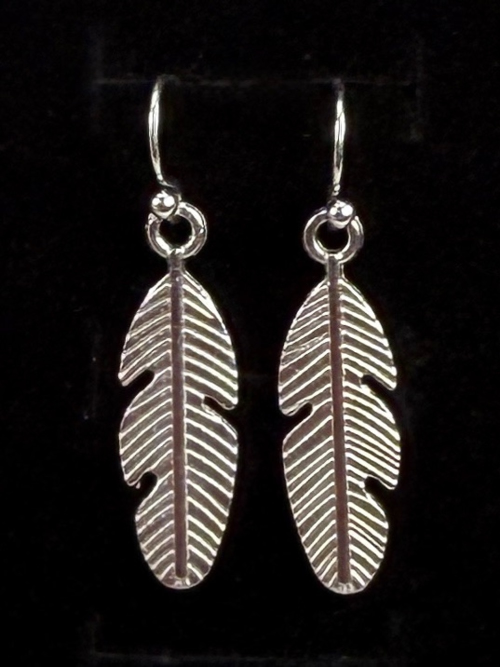 Bohemian southwestern chic light Silvertone Leaf Pierced Dangle Earrings